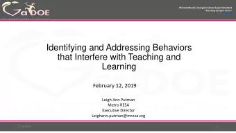 Learning  February 12, 2019  Leigh Ann Putman  Metro RESA  Executive Director