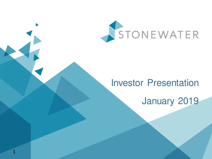 investor presentation january 2019