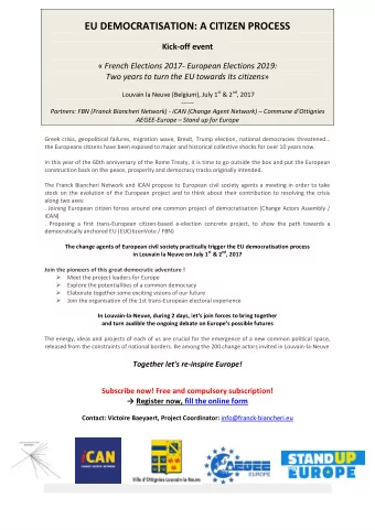 Sponsors : FB Network, Commune d'Ottignies, Institut de Locarn Change Agent Assembly and workshops