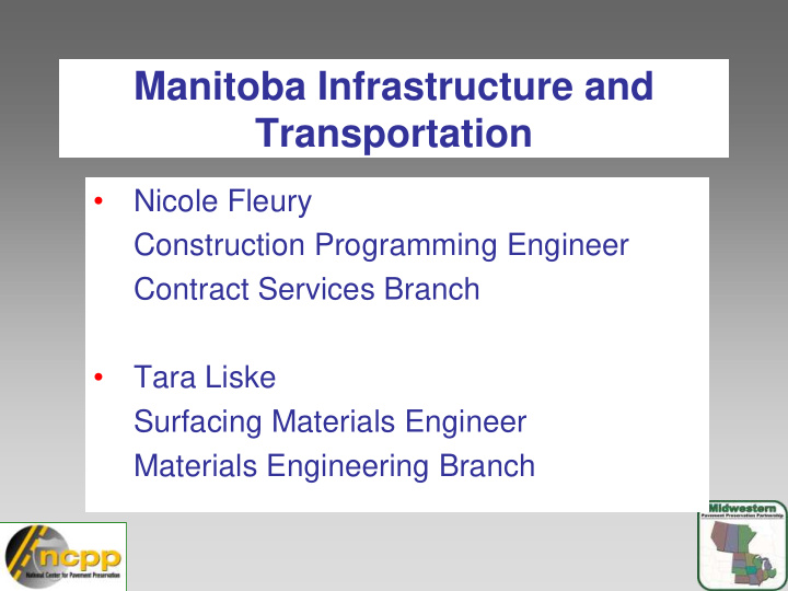 manitoba infrastructure and transportation