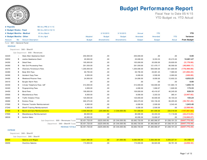 budget performance report