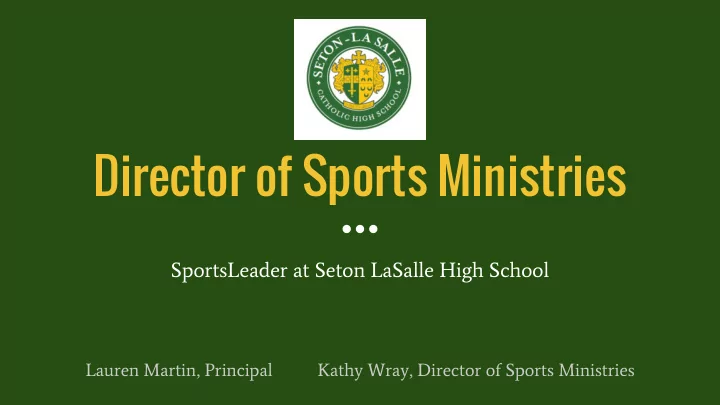 director of sports ministries