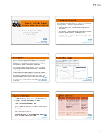 Functional Older Adults  Modernisation of East London NHS Foundation Trust (ELFT) services for