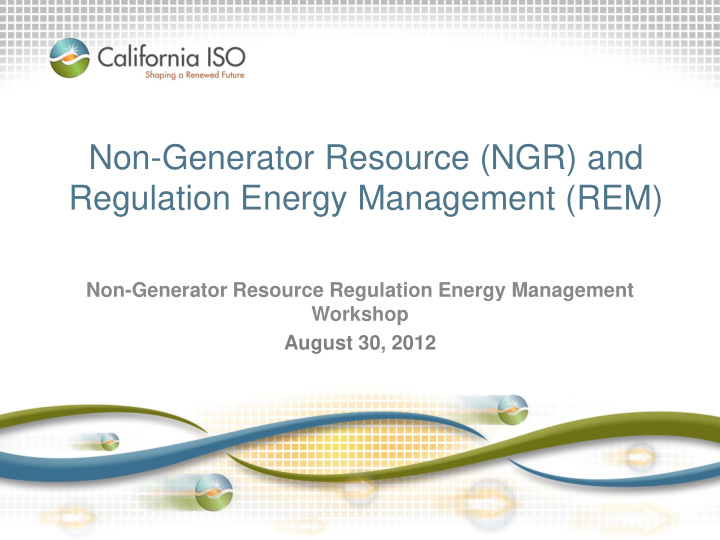 non generator resource ngr and