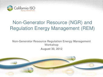 Non-Generator Resource (NGR) and  Regulation Energy Management (REM)  Non-Generator Resource