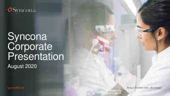 Syncona  Corporate  Presentation  August 2020  synconaltd.com  Image Freeline labs, Stevenage