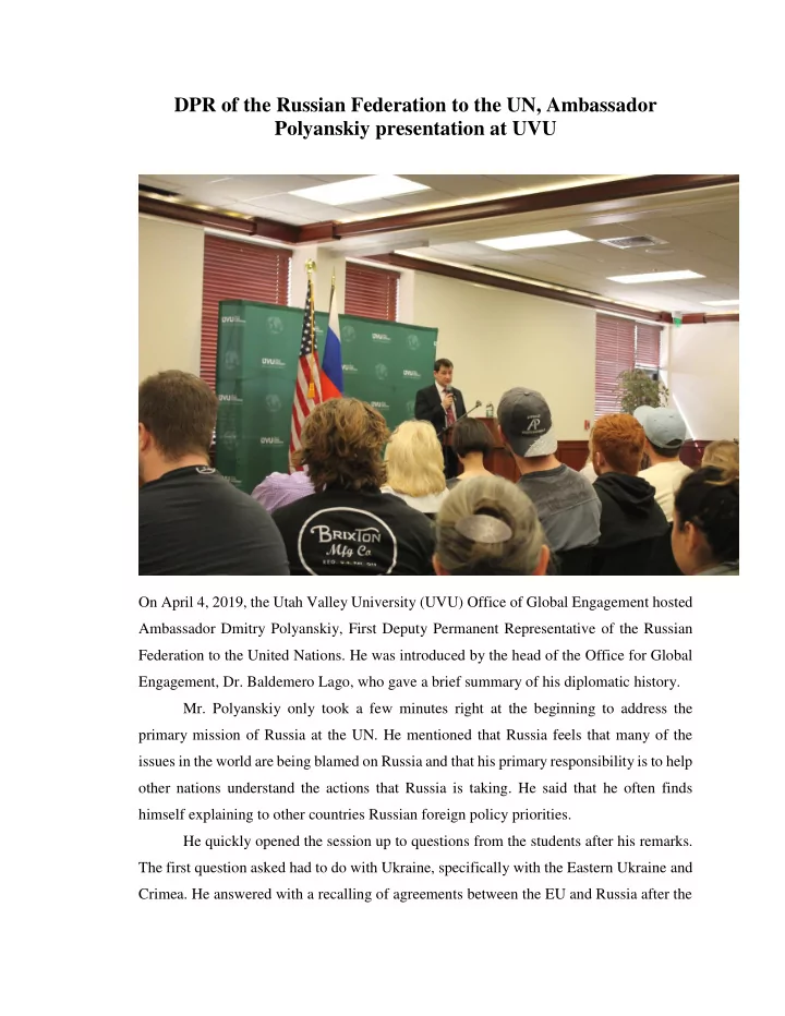 dpr of the russian federation to the un ambassador