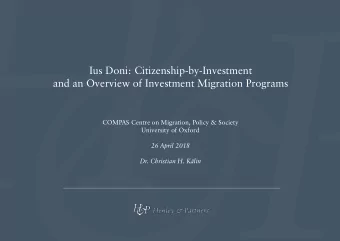 Ius Doni: Citizenship-by-Investment  and an Overview of Investment Migration Programs  COMPAS