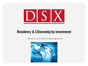 Residency &amp; Citizenship by investment  Welcome to a new world of borderless opportunities  Your