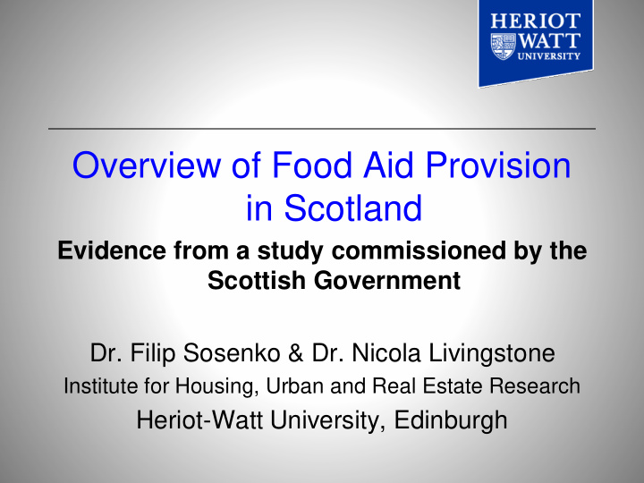 overview of food aid provision in scotland