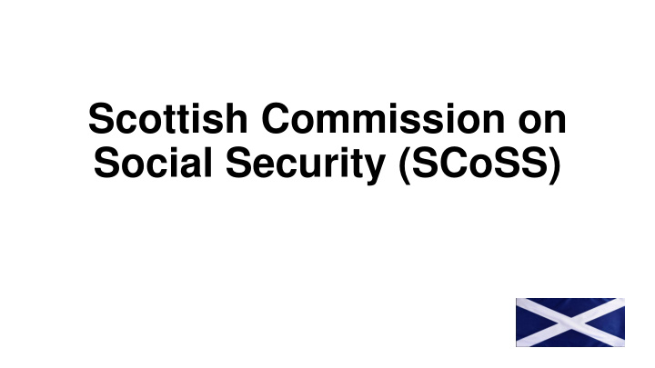 social security scoss what is scoss