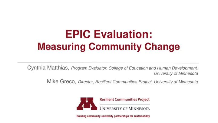 epic evaluation