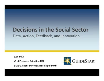 Decisions in the Social Sector  Data Action Feedback and Innovation Data, Action, Feedback, and
