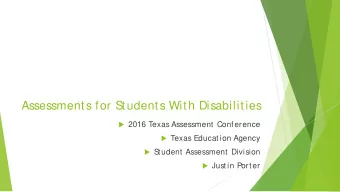 tudents With Disabilities  2016 Texas Assessment Conference  Texas Education Agency  S