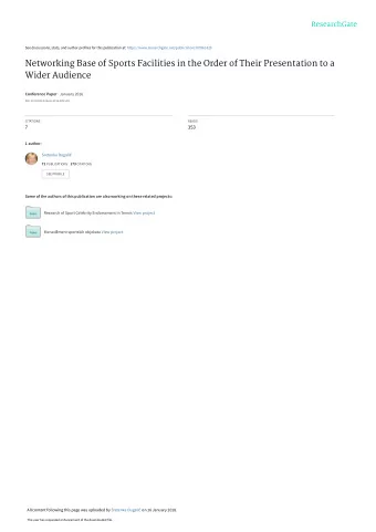 Networking Base of Sports Facilities in the Order of Their Presentation to a  Wider Audience