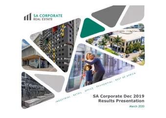 SA Corporate Dec 2019  Results Presentation  March 2020  AGENDA  Overview  01  Rory Mackey