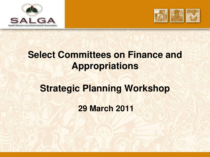 select committees on finance and appropriations strategic