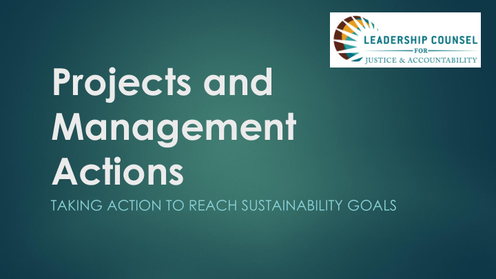 projects and management actions