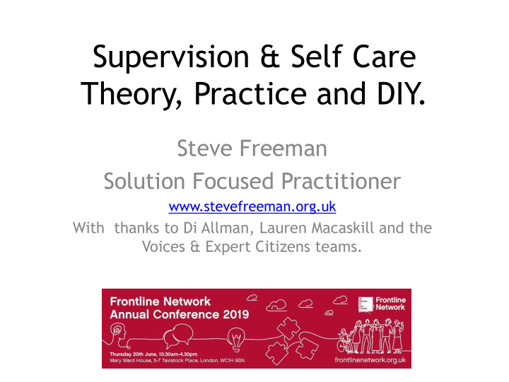 supervision self care