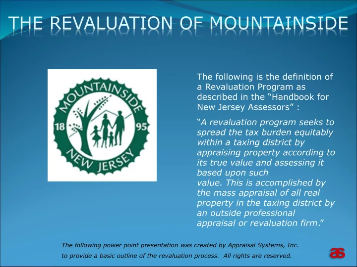the revaluation of mountainside