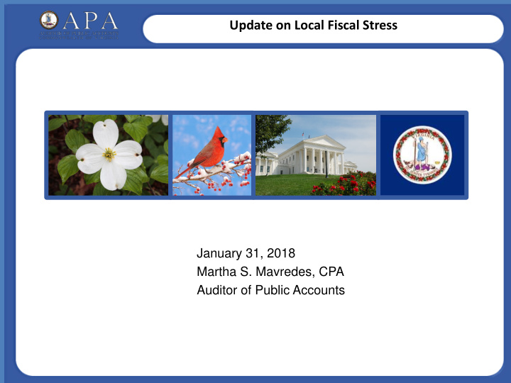 update on local fiscal stress