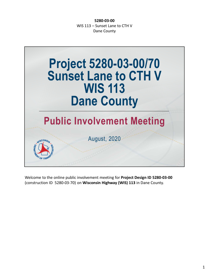 project 5280 03 00 70 sunset lane to cth v wis 113 dane