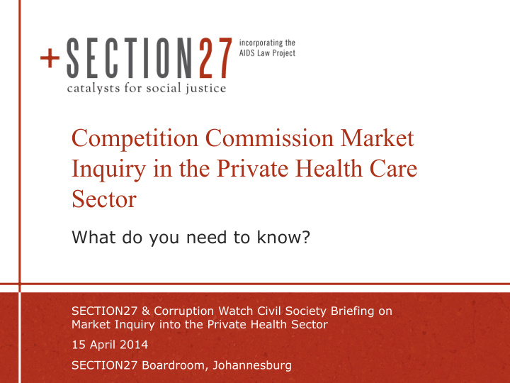 competition commission market inquiry in the private