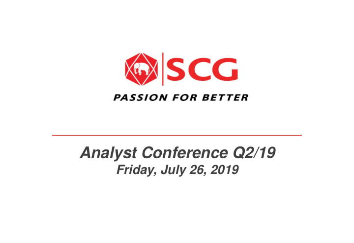 analyst conference q2 19