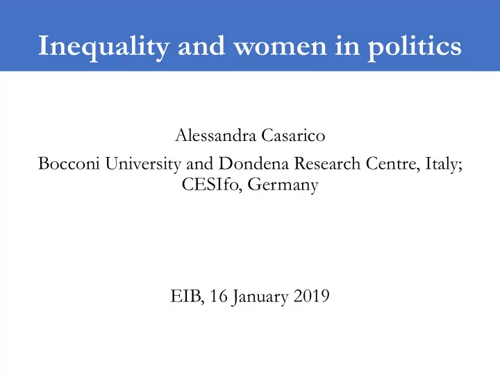 inequality and women in politics