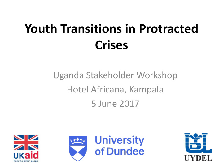 youth transitions in protracted crises