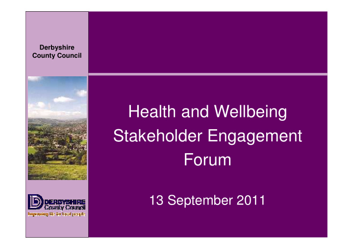 health and wellbeing stakeholder engagement forum