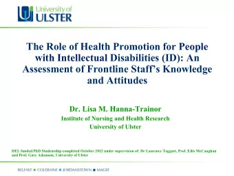 The Role of Health Promotion for People  with Intellectual Disabilities (ID): An Assessment of