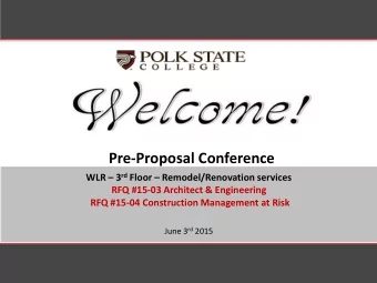 Pre-Proposal Conference WLR  3 rd Floor  Remodel/Renovation services  RFQ #15-03 Architect