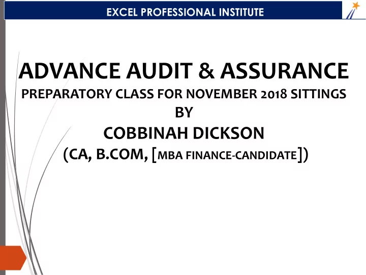 advance audit assurance preparatory class for november