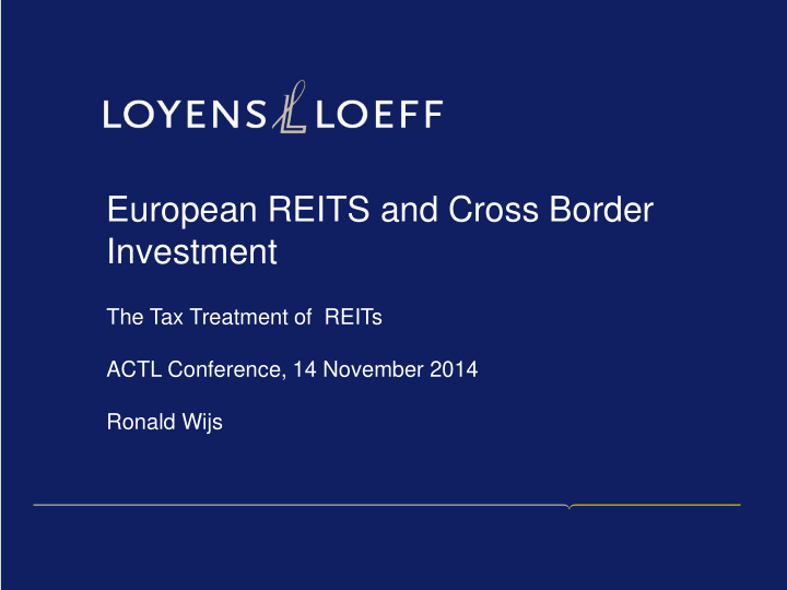 european reits and cross border investment