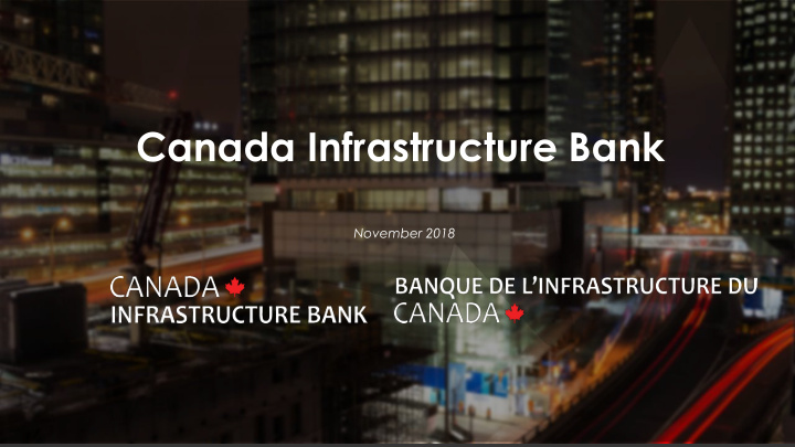 canada infrastructure bank