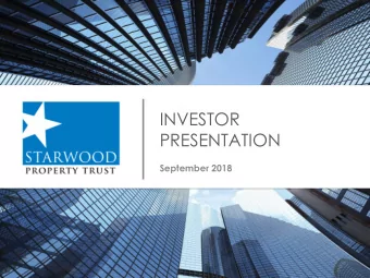 INVESTOR  PRESENTATION  September 2018  Forward Looking Statements  This presentation contains