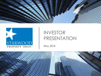 INVESTOR  PRESENTATION  May 2018  Forward Looking Statements  This presentation contains certain