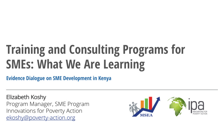 training and consulting programs for smes what we are