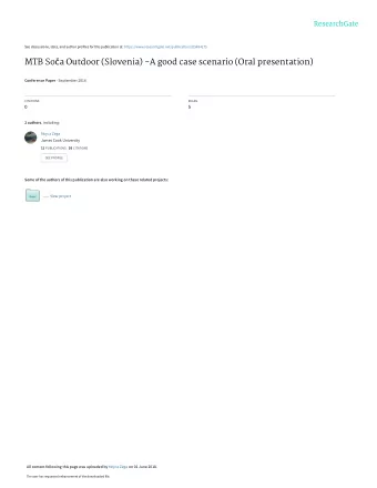 MTB So  a Outdoor (Slovenia) -A good case scenario (Oral presentation) Conference Paper