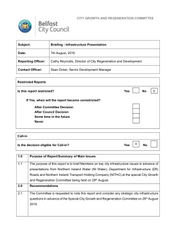 CITY GROWTH AND REGENERATION COMMITTEE  Subject:  Briefing - Infrastructure Presentation  Date: