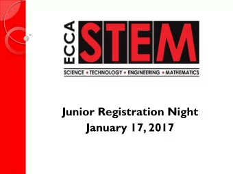 Junior Registration Night  January 17, 2017  Agenda  Whole Group Presentation by  Dr. Kathy