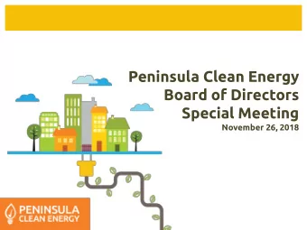 Peninsula Clean Energy  Board of Directors  Special Meeting  November 26, 2018  June 23, 2016