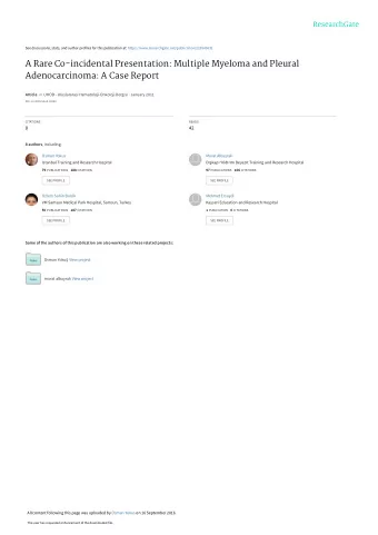 A Rare Co-incidental Presentation: Multiple Myeloma and Pleural  Adenocarcinoma: A Case Report