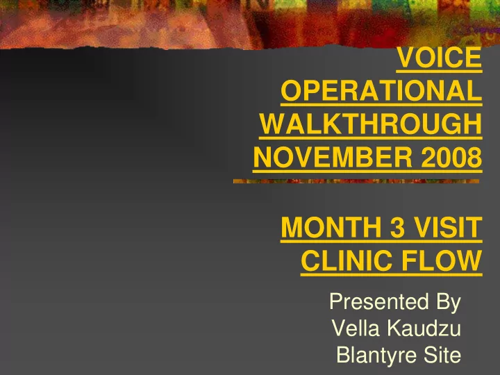 voice operational walkthrough november 2008 month 3 visit