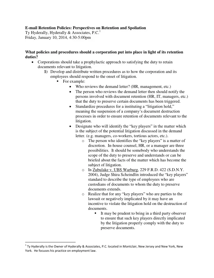 e mail retention policies perspectives on retention and