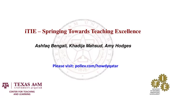 itie springing towards teaching excellence