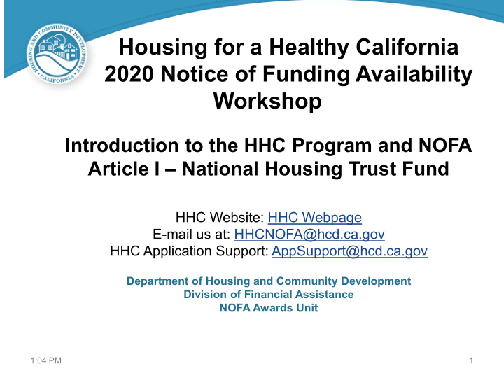 housing for a healthy california 2020 notice of funding