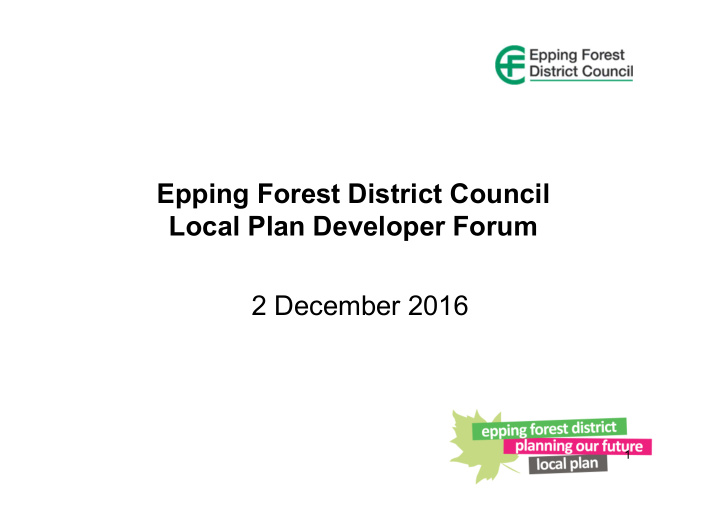 epping forest district council local plan developer forum