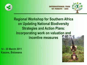 Regional Workshop for Southern Africa  on Updating National Biodiversity  Strategies and Action